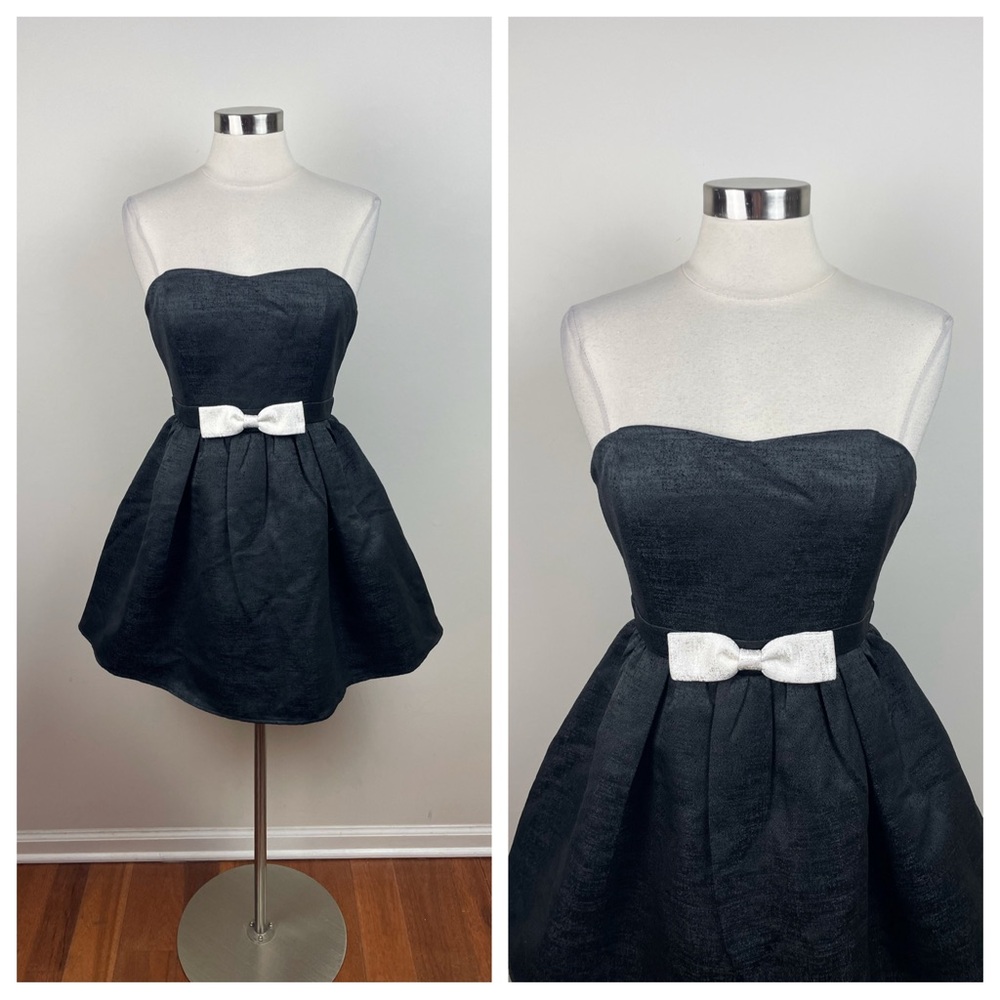 Altar'd State Black White Bow Sweetheart Fit Flare Dress Women Medium Party